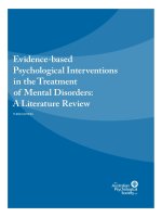 Evidence based Psychological Interventions in the Treatment of Mental Disorders A Literature Review