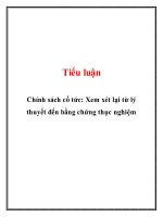 Tiểu luận: Chính sách cổ tức - Xem xét lại từ lý thuyết đến bằng chứng thục nghiệm