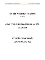Bài tập phân tích tài chính: Công ty cổ phần bao bì nhựa Sài Gòn