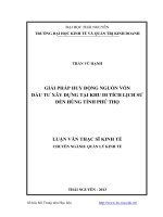Giải pháp huy động nguồn vốn đầu tư xây dựng tại khu di tích lịch sử Đền Hùng tỉnh Phú Thọ