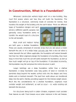 tiếng anh chuyên ngành cầu đường: In Construction, What is a Foundation?