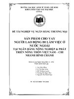 Sản phẩm cho vay người lao động đi làm việc ở nước ngoài tại ngân hàng nông nghiệp & phát triển nông thôn việt nam – chi nhánh bình chánh