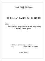 Tiểu luận tài chính quốc tế: Chính sách quản lý ngoại hối của NHNN trong thời kỳ hội nhập kinh tế quốc tế