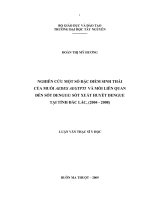 nghiên cứu một số đặc điểm sinh thái của muỗi aedes aegypti  và mối liên quan đến sốt dengue sốt xuất huyết  dengue  tại tỉnh đắc lắc