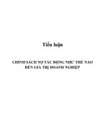 Tiểu luận tài chính doanh nghiệp: Chính sách nợ tác động như thế nào đến giá trị doanh nghiệp