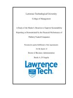 a study of the market's reaction to superior sustainability reporting as demonstrated by the financial performance of publicly traded companies