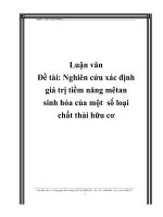 luận văn nghiên cứu xác định giá trị tiềm năng mêtan sinh hóa của một số loại chất thải hữu cơ