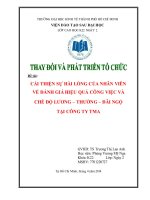 Cải thiện sự hài lòng của nhân viên về đánh giá hiệu quả công việc và chế độ lương thưởng đãi ngộ tại công ty TMA