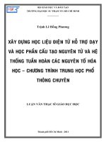 xây dựng học liệu điện tử hỗ trợ dạy và học phần cấu tạo nguyên tử và hệ thống tuần hoàn các nguyên tố hóa học – chương trình trung học phổ thông chuyên