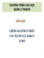 Bài giảng Chính sách phát triển các nguồn lực khoa học và công nghệ