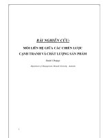 Bài nghiên cứu: Mối liên hệ giữa các chiến lược cạnh tranh và chất lượng sản phẩm