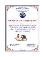 quản lý rủi ro tín dụng tại ngân hàng nông nghiệp và phát triển nông thôn việt nam chi nhánh huyện phú vang, tỉnh thừa thiên huế