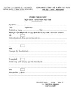 PHIẾU nhận xét nội TRÚ