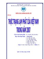 Tiểu luận tài chính quốc tế: Thực trạng lạm phát của Việt Nam trong năm 2007