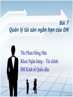 Bài giảng tài chính doanh nghiệp chương 7   ths  phan hồng mai