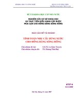 Đề tài : Tính toán nhu cầu dùng nước cho đồng bằng sông hồng