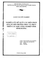Nghiên cứu đề xuất các biện pháp bảo vệ môi trường phục vụ phát triển các khu công nghiệp tỉnh Bình Dương