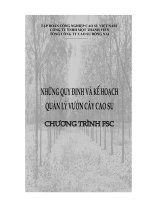 NHỮNG QUY ĐỊNH và kế HOẠCH QUẢN lý vườn CAO SU CHƯƠNG TRÌNH FCS