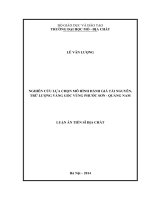 Nghiên cứu lựa chọn mô hình đánh giá tài nguyên, trữ lượng vàng gốc vùng Phước Sơn  Quảng Nam