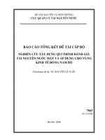 Nghiên cứu xây dựng quy trình đánh giá tài nguyên nước mặt và áp dụng cho vùng kinh tế đông nam bộ