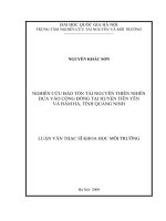 nghiên cứu bảo tồn tài nguyên thiên nhiên dựa vào cộng đồng tại huyện tiên yên và đầm hà, tỉnh quảng ninh