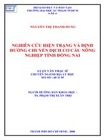 nghiên cứu hiện trạng và định hướng chuyển dịch cơ cấu nông nghiệp tỉnh đồng nai