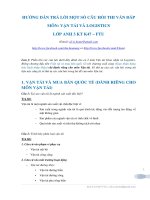 HƯỚNG DẪN TRẢ LỜI MỘT SỐ CÂU HỎI THI VẤN ĐÁP MÔN: VẬN TẢI VÀ LOGISTICS