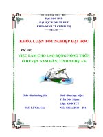 việc làm cho lao động nông thôn huyện nam đàn – tỉnh nghệ an