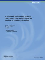 a systematic review of the research literature on the use of phonics in the teaching of reading and spelling