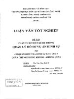 Phân tích thiết kế hệ thống thông tin và xây dựng chương trình quản lý quá trình điều tra vụ án hình sự tại cơ quan điều tra hình sự khu vực III quân chủng phòng không - không quân