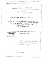 Kiểm soát nội bộ về nghiệp vụ doanh thu tại công ty cổ phần Hóa An