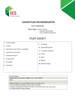 LESSONS PLAN FOR KINDERGARTEN