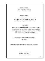 THỰC TRẠNG và giải pháp giúp tăng cường  QUẢN TRỊ VỐN KINH DOANH TẠI CÔNG TY CỔ PHẦN LILAMA 691