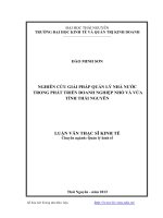 Nghiên cứu giải pháp quản lý nhà nước trong phát triển doanh nghiệp nhỏ và vừa tỉnh Thái Nguyên