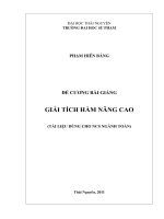 Đề cương bài giảng Giải tích hàm nâng cao: Phần 1 - Phạm Hiến Bằng