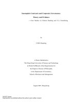 incomplete contracts and corporate governance theory and evidence---case studies on chinese banking and u.s. franchising