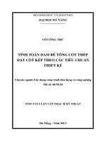 Tính toán dầm bê tông cốt thép đặt cốt kép theo các tiêu chuẩn thiết kế