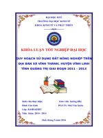 quy hoạch sử dụng đất nông nghiệp trên địa bàn xã vĩnh thành, huyện vĩnh linh, tỉnh quảng trị giai đoạn 2011 - 2013