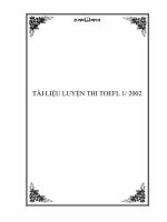 Tài liệu TÀI LIỆU LUYỆN THI TOEFL 1/ 2002 pptx