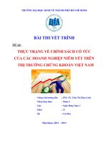 THỰC TRẠNG về CHÍNH SÁCH cổ tức của các DOANH NGHIỆP NIÊM yết TRÊN THỊ TRƯỜNG CHỨNG KHOÁN VIỆT NAM
