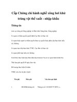 Tài liệu Cấp Chứng chỉ hành nghề xông hơi khử trùng vật thể xuất - nhập khẩu doc