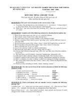 Tài liệu Đề thi chính thức môn Tiếng Anh (Hệ 7 năm) năm 2003-2004 pptx