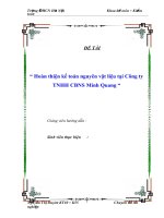 Tài liệu BÁO CÁO THỰC TẬP “ Hoàn thiện kế toán nguyên vật liệu tại Công ty TNHH CBNS Minh Quang “ pdf