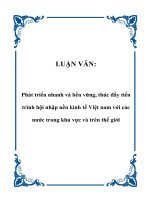 LUẬN văn phát triển nhanh và bền vững, thúc đẩy tiến trình hội nhập nền kinh tế việt nam với các nước trong khu vực và trên thế giới 