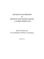 Tài liệu THE ROLE OF UNIVERSITIES IN REGIONAL INNOVATION SYSTEMS - A NORDIC PERSPECTIVE pdf