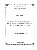 HOÀN THIỆN CƠ CHẾ QUẢN LÝ HOẠT ðỘNGTHANH TOÁN QUA CÁC TỔ CHỨC CUNG ỨNGDỊCH VỤ THANH TOÁN Ở VIỆT NAM
