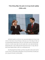 Tài liệu Năm thông điệp cần quản trị trong doanh nghiệp (Phần cuối) Mỗi khi đề cập doc