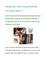 Tài liệu Những cách nhanh chóng để bắt đầu kinh doanh (Phần 1) doc