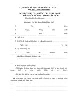 Tài liệu BM.XD.09 - Đơn đề nghị cấp chứng chỉ hành nghề kiến trúc sư hoạt động xây dựng doc