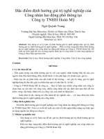 Đặc điểm định hướng giá trị nghề nghiệp của công nhân lao động phổ thông tại công ty TNHH hoàn mỹ 